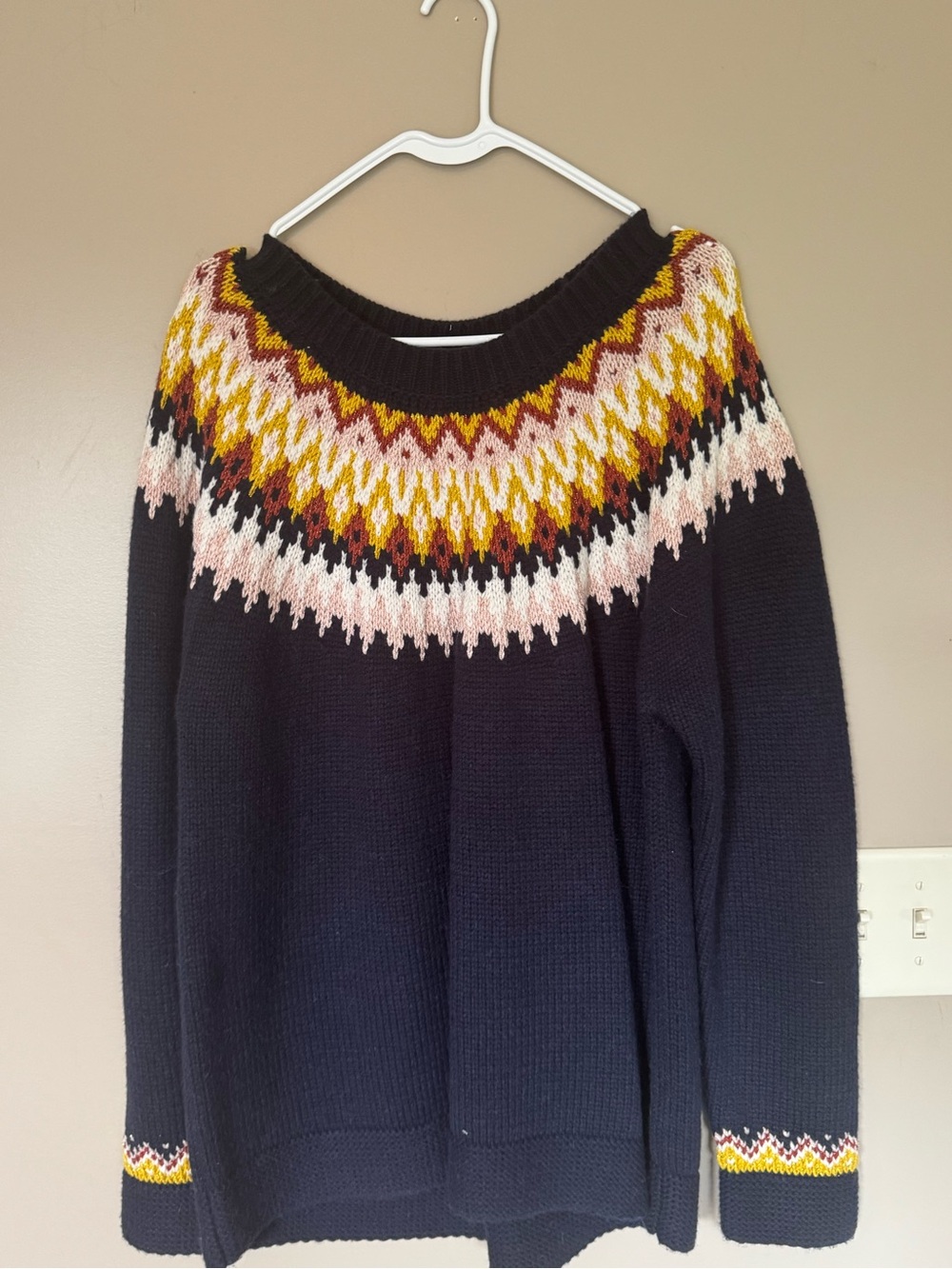 Women’s Navy Fair Isle Yoke Sweater - Unbranded